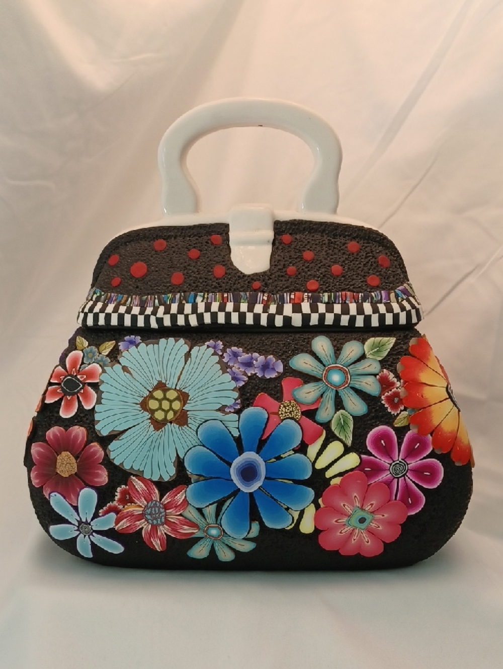 Original Art Decor-  A "Purse" In Polymer Clay On Ceramic